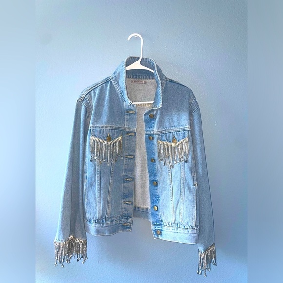 Y2k rhinestone denim jacket bling jacket crystal embellished jean jacket - Picture 2 of 13
